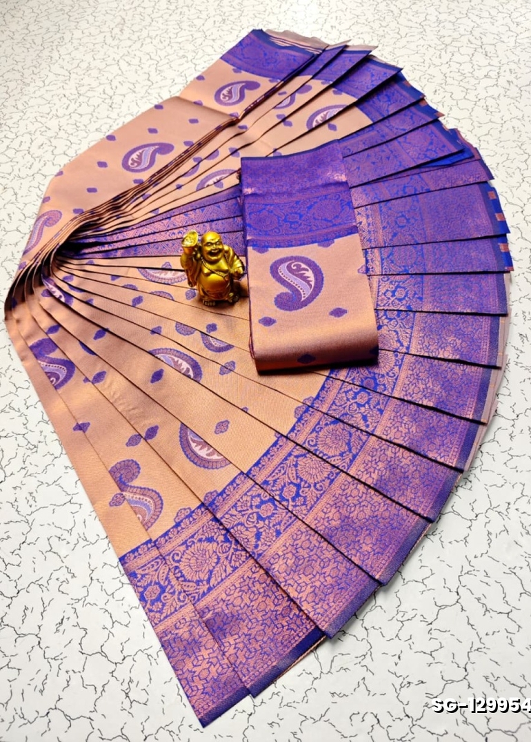 Premium kubera pattu saree rapier fancy  light weight silk mango design saree - LIGHT LAVENDER