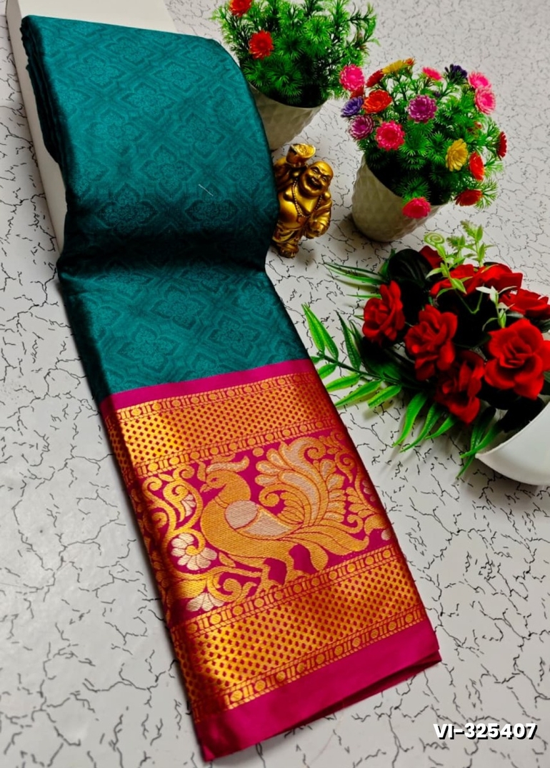 Traditional Paavaii Silk Saree And Premium Design Saree Border Zari Design - TEAL COLOUR