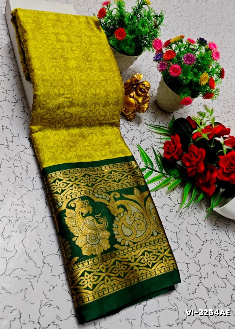 Traditional Paavaii Silk Saree And Premium Design Saree Border Zari Design - LEMON YELLOW N