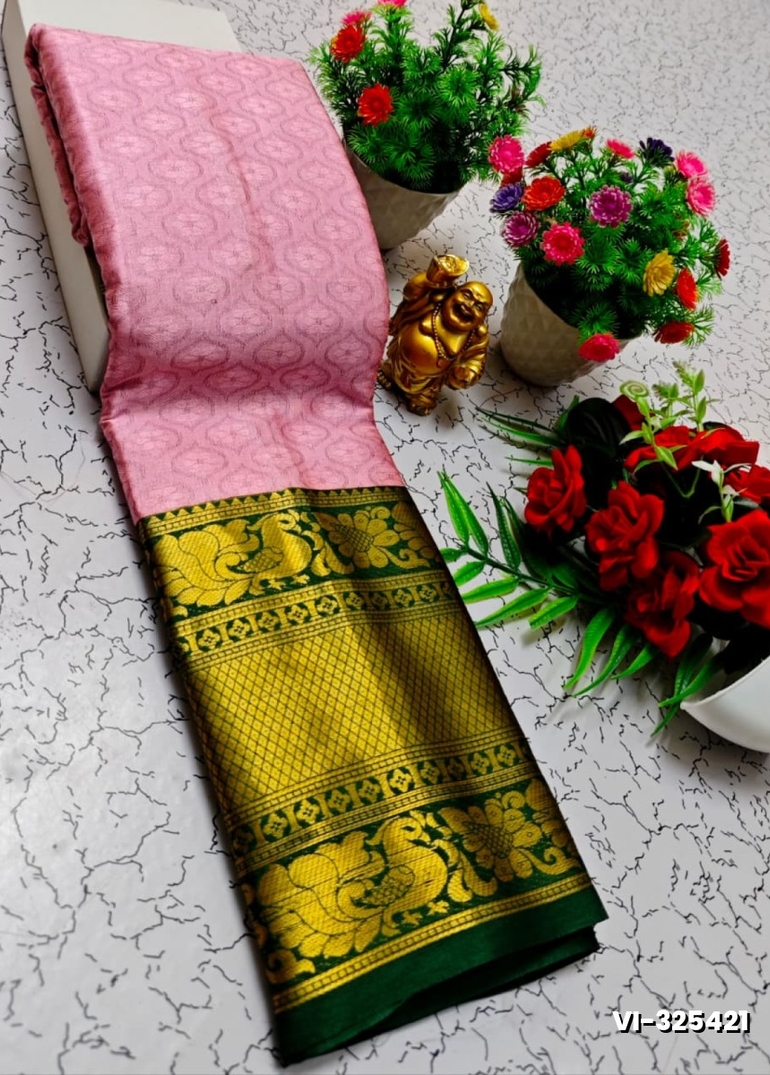 Traditional Paavaii Silk Saree And Premium Design Saree Border Zari Design - BABY PINK