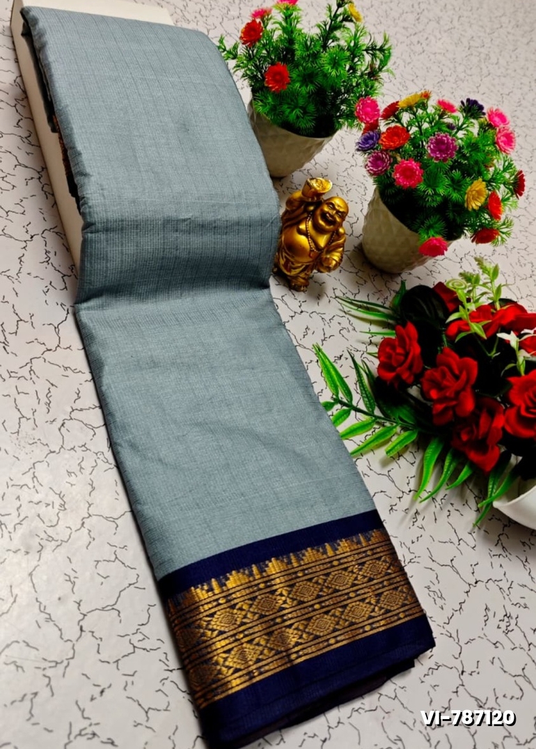 Traditional Plain Silk Saree Premium Design Border Zari Design - AS COLOR