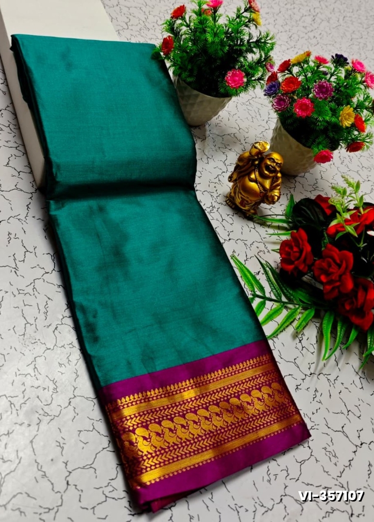 Traditional Kalyani  Silk Saree Premium Design Border Zari Design - TEAL COLOUR