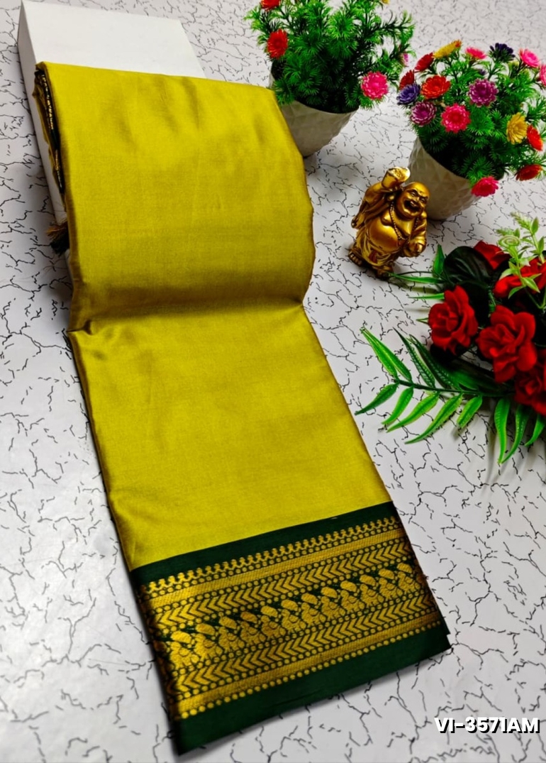 Traditional Kalyani  Silk Saree Premium Design Border Zari Design - LEMON GREEN