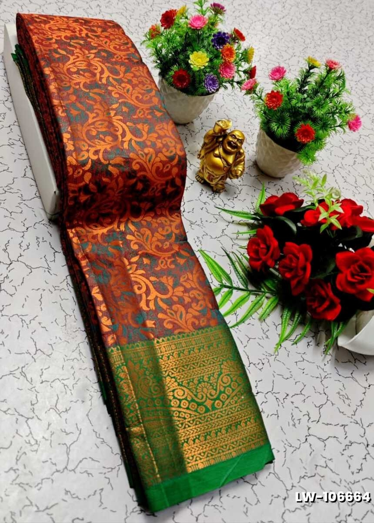 Wedding luxury silk saree with premium zari design || wedding sarees collection - BROWN COLOUR (1)