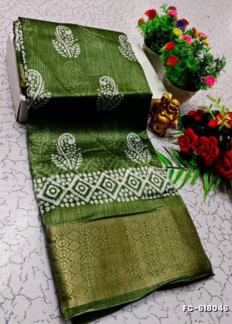 Fancy print office wear cotton sarees all over body flower design pattern design premium look lightweight comfortable wear - LIGHT GREEN SHADE