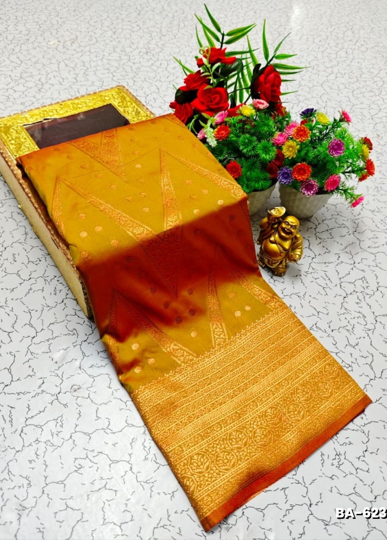 1000 Butta premium Soft Silk Saree weddings, festivals, traditional Wear - LIGHT OLIVE (1)