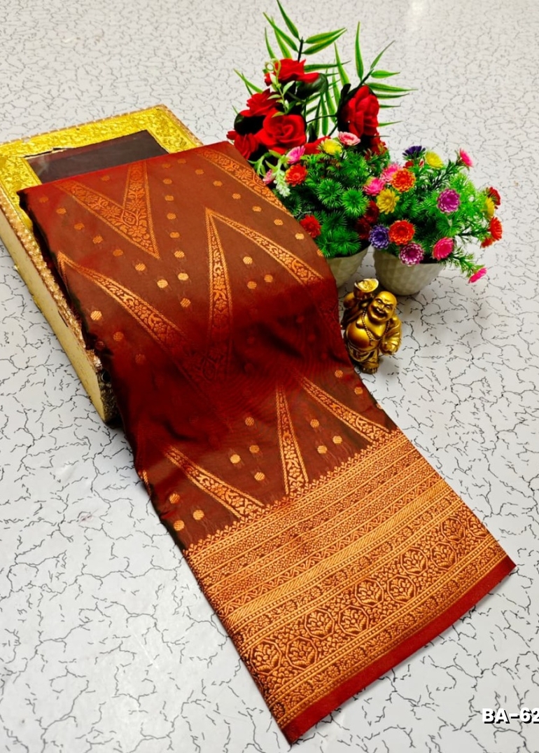 1000 Butta premium Soft Silk Saree weddings, festivals, traditional Wear - METALLIC GOLD