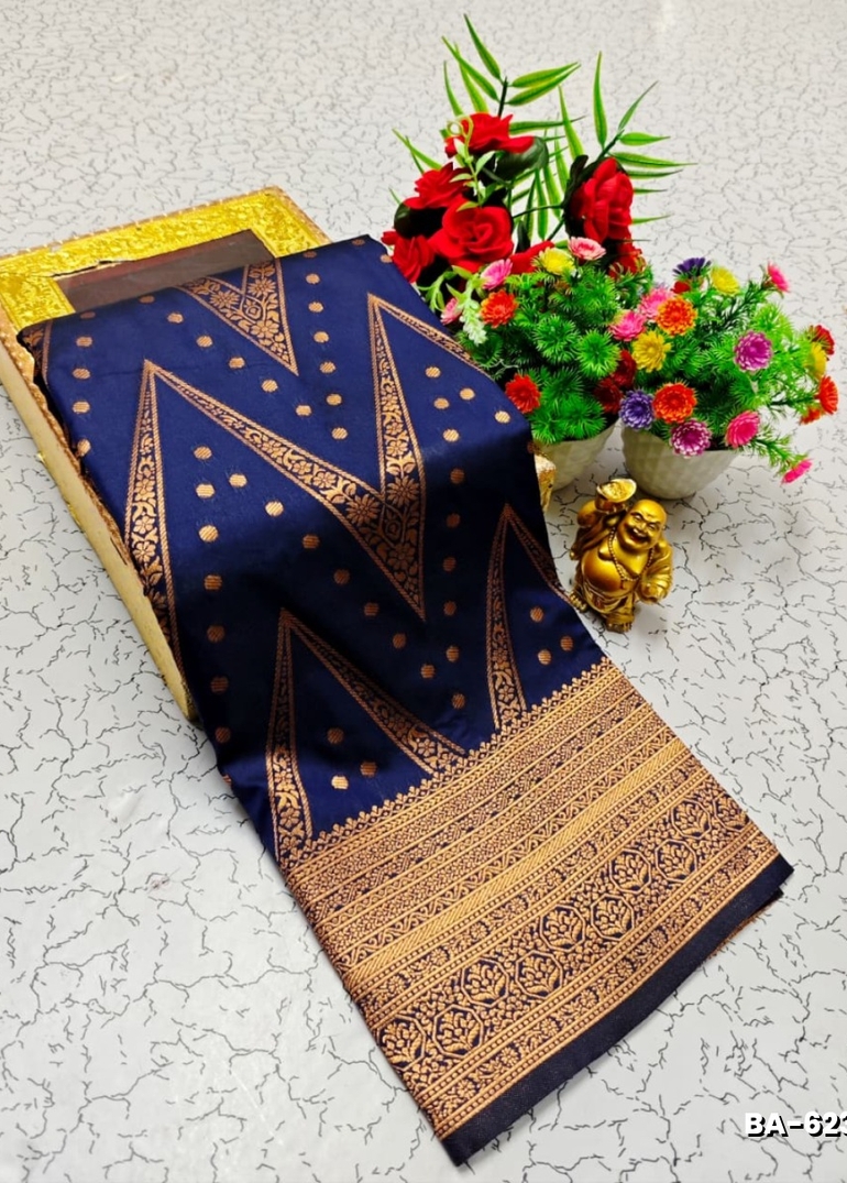 1000 Butta premium Soft Silk Saree weddings, festivals, traditional Wear - R BLUE (1)