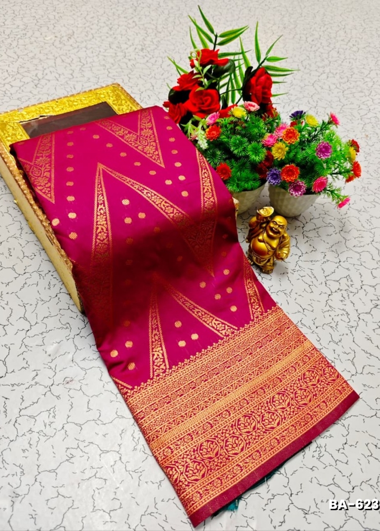 1000 Butta premium Soft Silk Saree weddings, festivals, traditional Wear - MEJANTA (1)