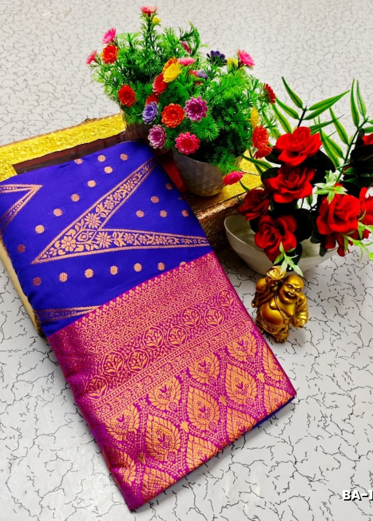 1000 Butta premium Soft Silk Saree weddings, festivals, traditional Wear - BRINJAL COLOUR (1)