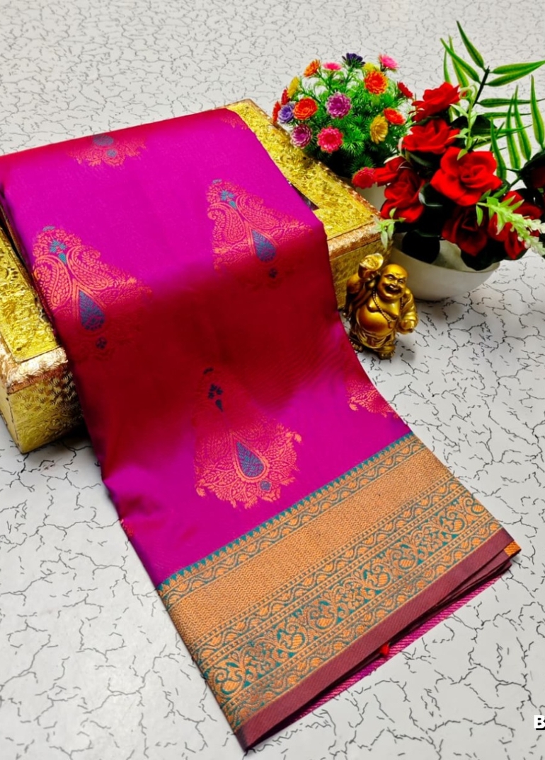 Premium Meena work Soft Silk Saree weddings, festivals, traditional Wear - VADAMALLI