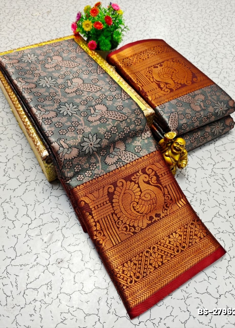 Premium Bridal Tissue Silk Saree with Intricate Zari Weave - AS COLOR