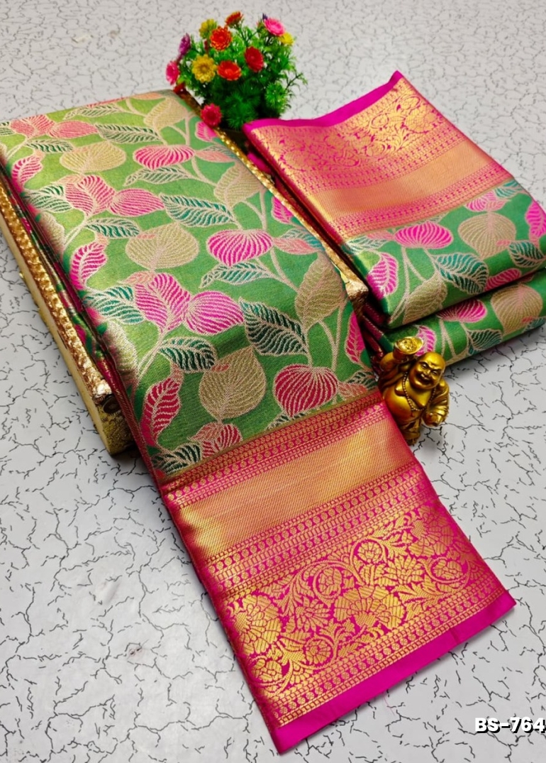 Premium Bridal Tissue Silk Saree with Intricate Zari Weave- GREEN