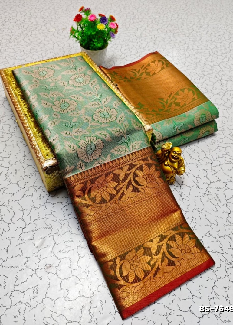 Premium Bridal Tissue Silk Saree with Intricate Zari Weave- DARK GREEN
