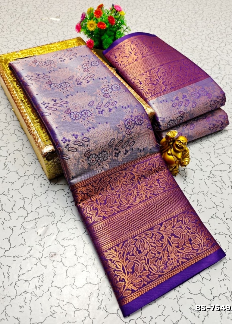 Premium Bridal Tissue Silk Saree with Intricate Zari Weave- LAVENDER DARK (1)