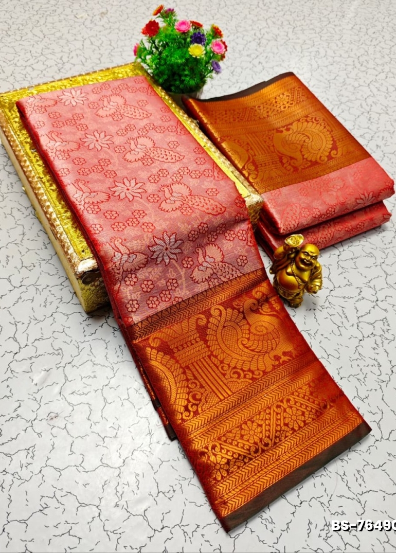 Premium Bridal Tissue Silk Saree with Intricate Zari Weave- RED (1)
