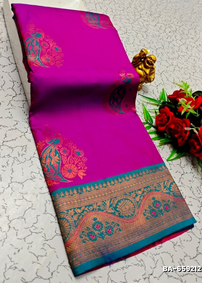 Premium Meena work Soft Silk Saree weddings, festivals, traditional Wear - PINK
