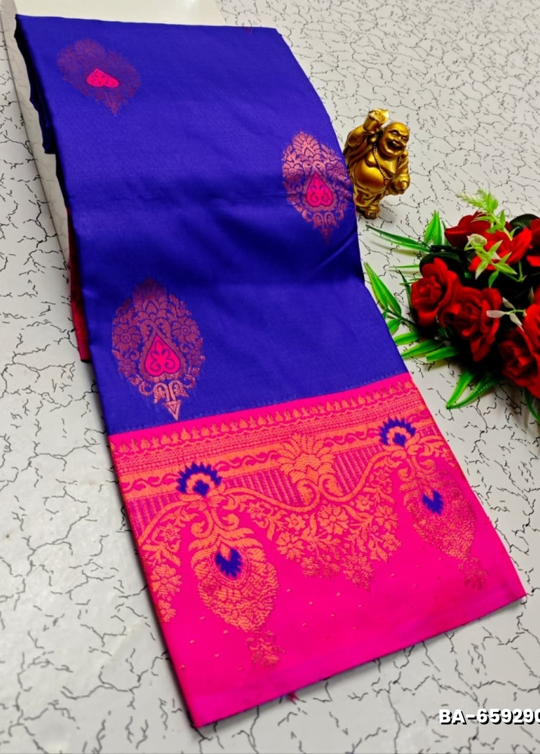 Premium Meena work Soft Silk Saree weddings, festivals, traditional Wear - BRINJAL COLOUR (1)