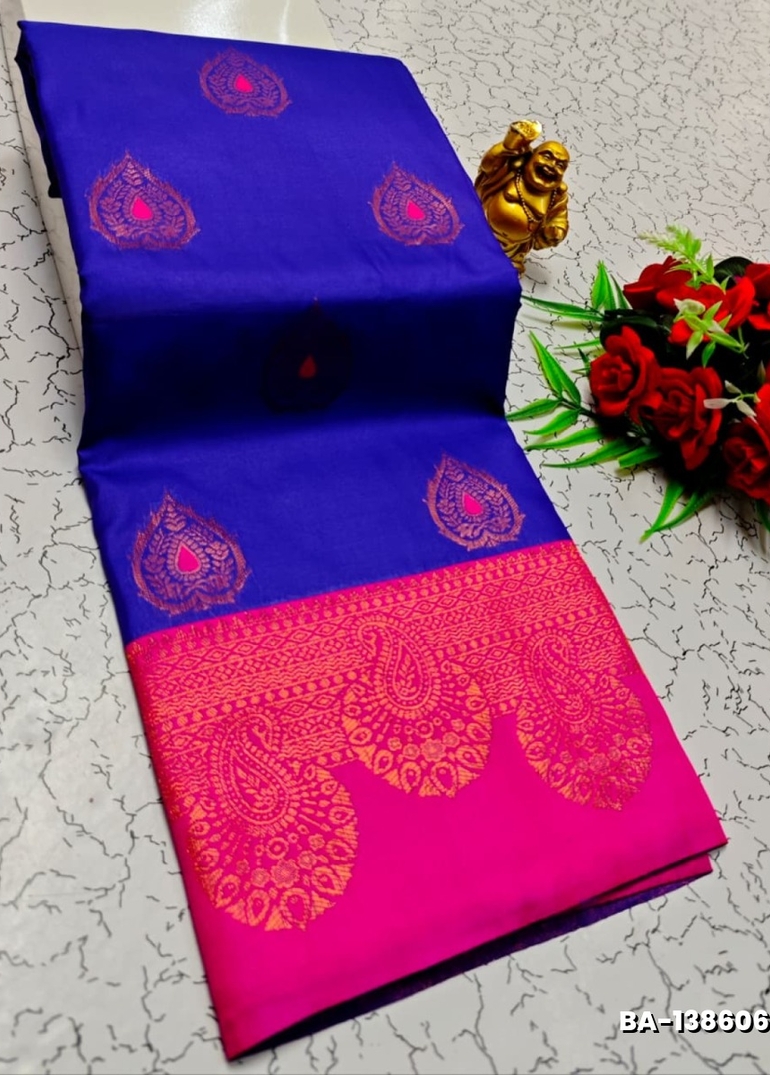 Premium Meena work Soft Silk Saree weddings, festivals, traditional Wear - ROYAL BLUE (1)