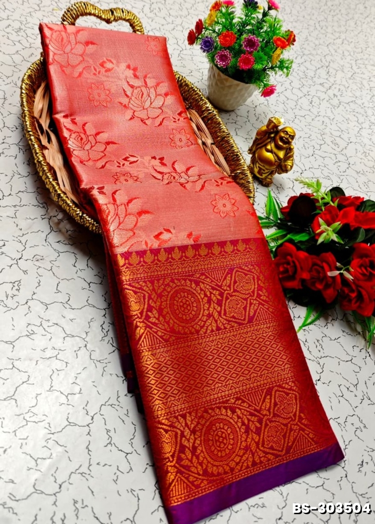 Premium Bridal Tissue Silk Saree with Intricate Zari Weave - RED (1)