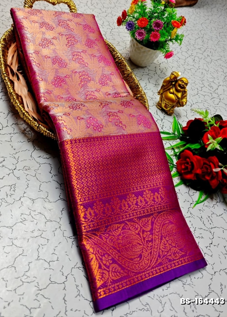 Premium Bridal Tissue Silk Saree with Intricate Zari Weave - LIGHT PINK (2)