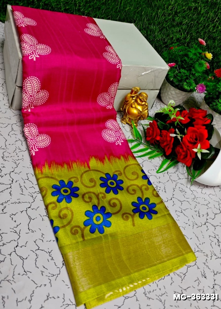 Traditional Look Malgudi Silk Saree Lightweight Silk Blend Saree - DARK PINK