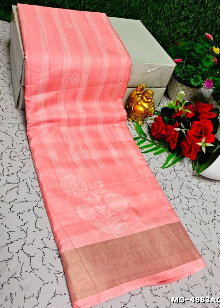 Traditional Look Malgudi Silk Saree Lightweight Silk Blend Saree - LITE PEACH