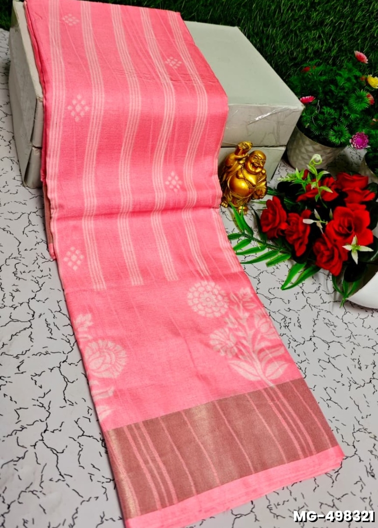 Traditional Look Malgudi Silk Saree Lightweight Silk Blend Saree - BABY PINK