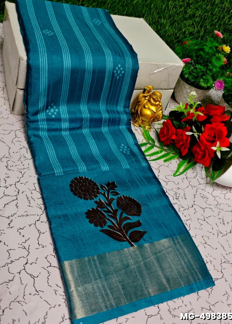 Traditional Look Malgudi Silk Saree Lightweight Silk Blend Saree - BLUE SHADE