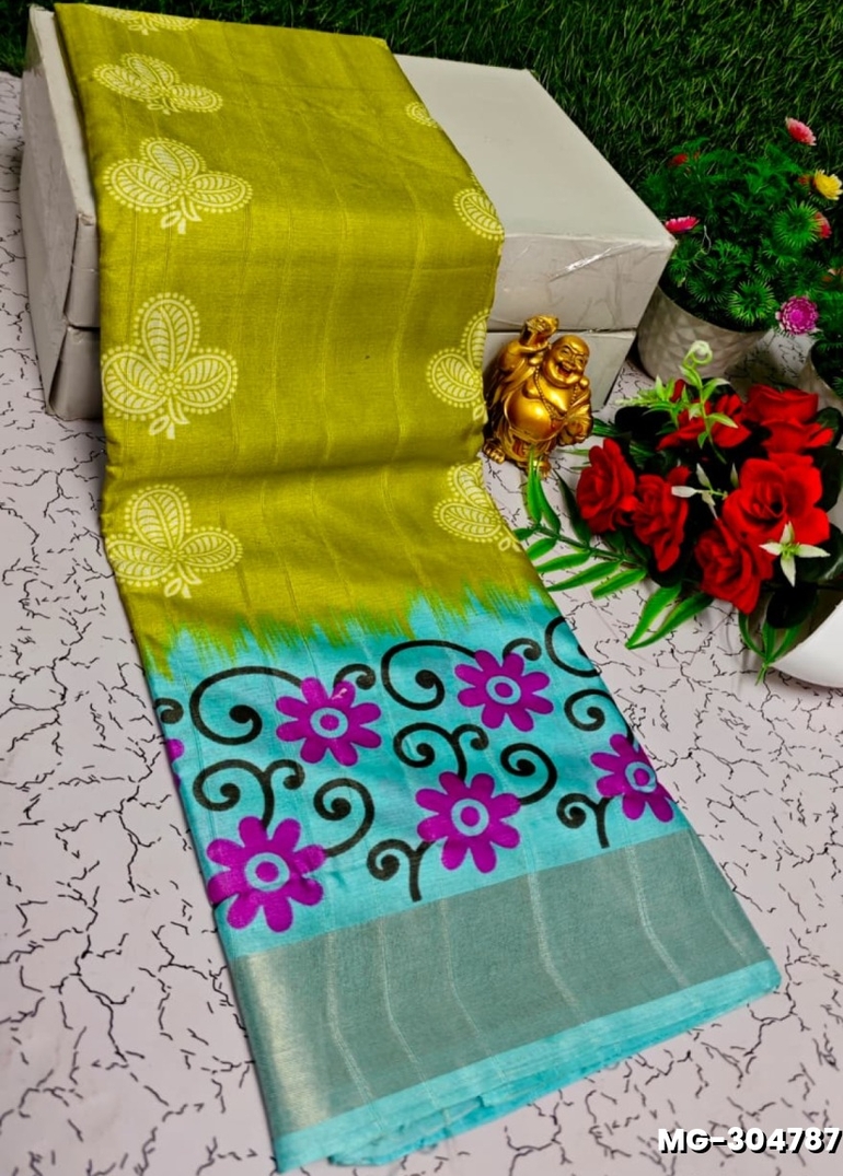 Traditional Look Malgudi Silk Saree Lightweight Silk Blend Saree - FLORAISON GREEN (1)