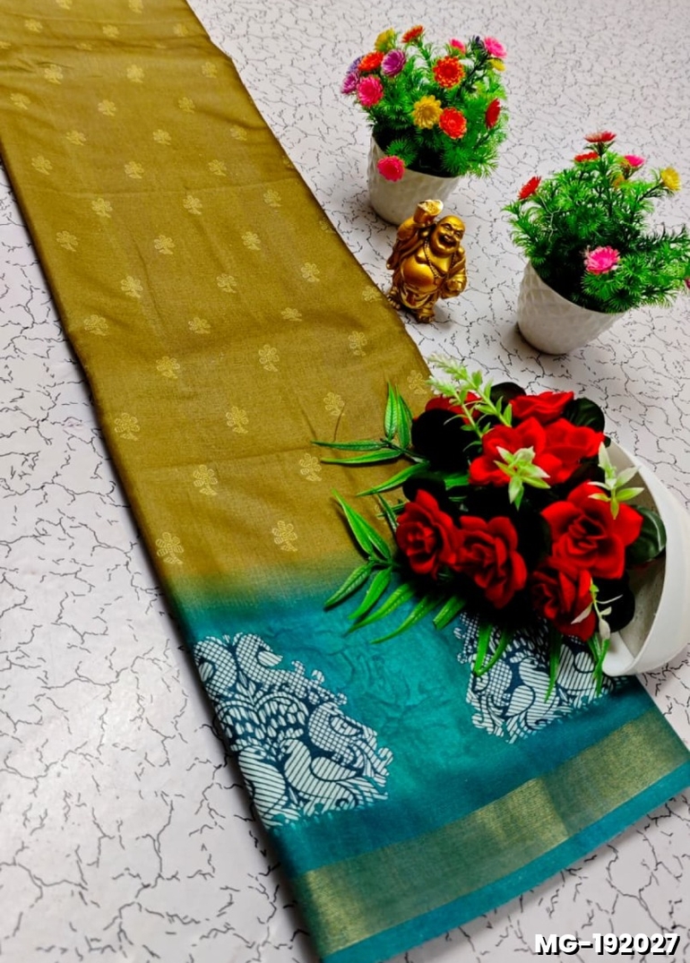 Traditional Look Malgudi Silk Saree Lightweight Silk Blend Saree - MEHENDHI GREEN (1)