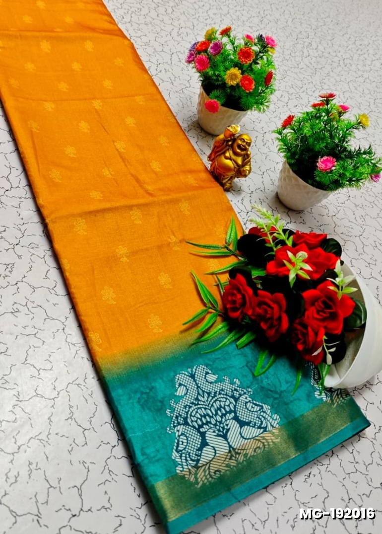 Traditional Look Malgudi Silk Saree Lightweight Silk Blend Saree - ORANGE
