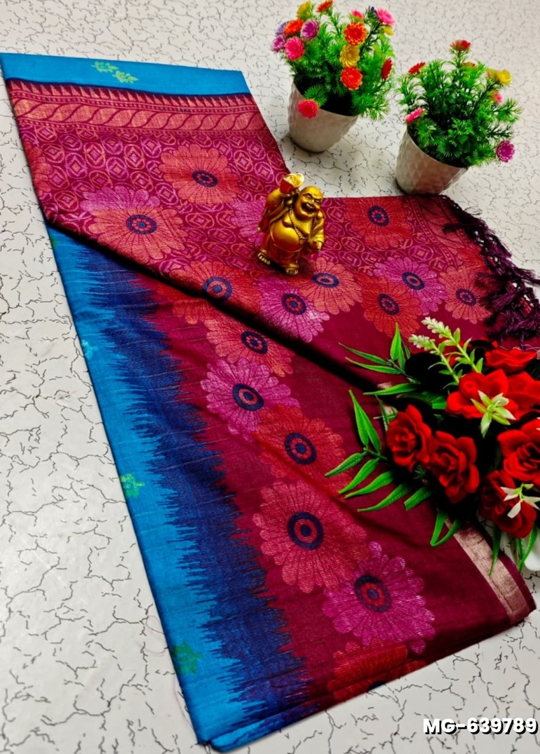 Traditional Look Malgudi Silk Saree Lightweight Silk Blend Saree - BLUE COLOUR (5)