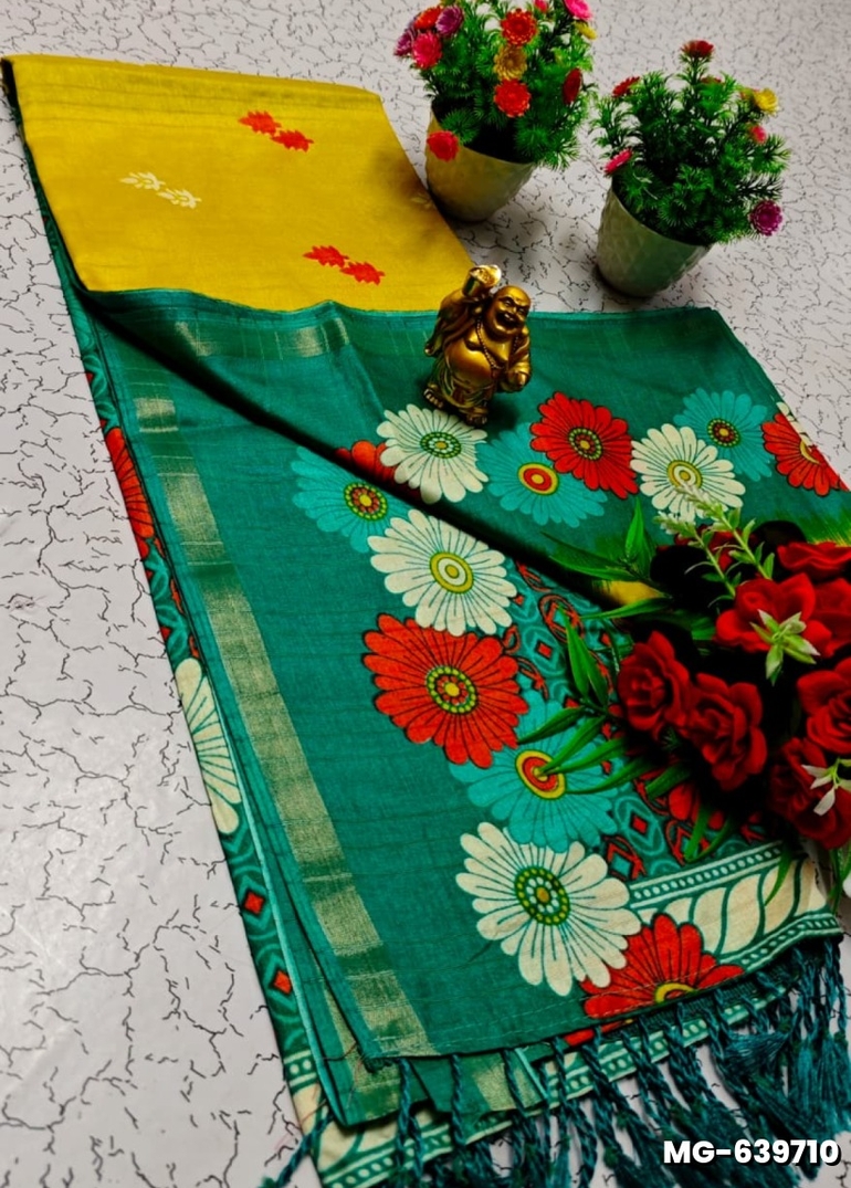 Traditional Look Malgudi Silk Saree Lightweight Silk Blend Saree - YELLOW