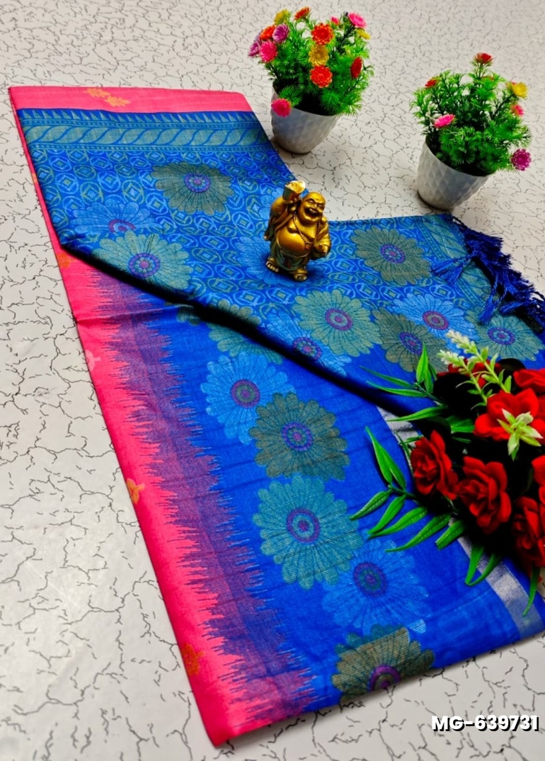 Traditional Look Malgudi Silk Saree Lightweight Silk Blend Saree - DARK PINK (4)