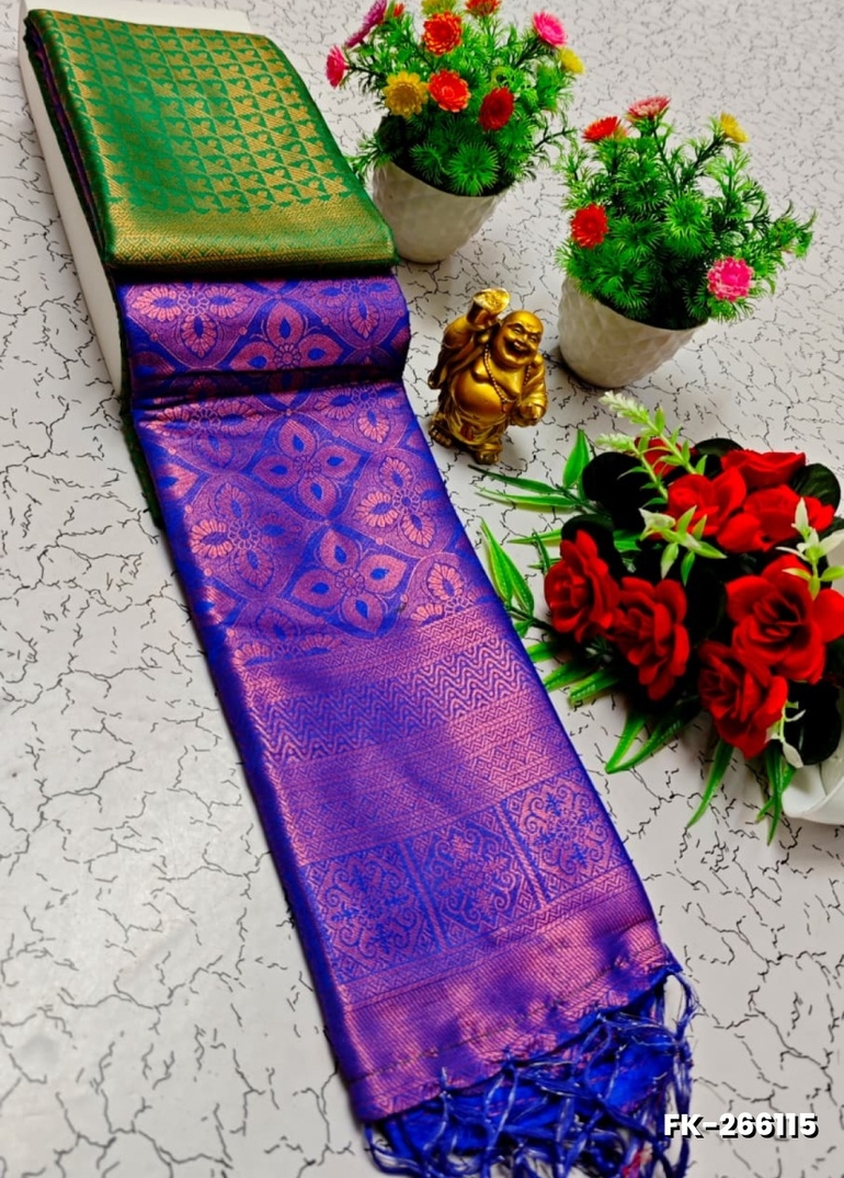 Premium Fancy kubera Softy Saree Rapier Fancy  Light Weight Silk Saree - GREEN