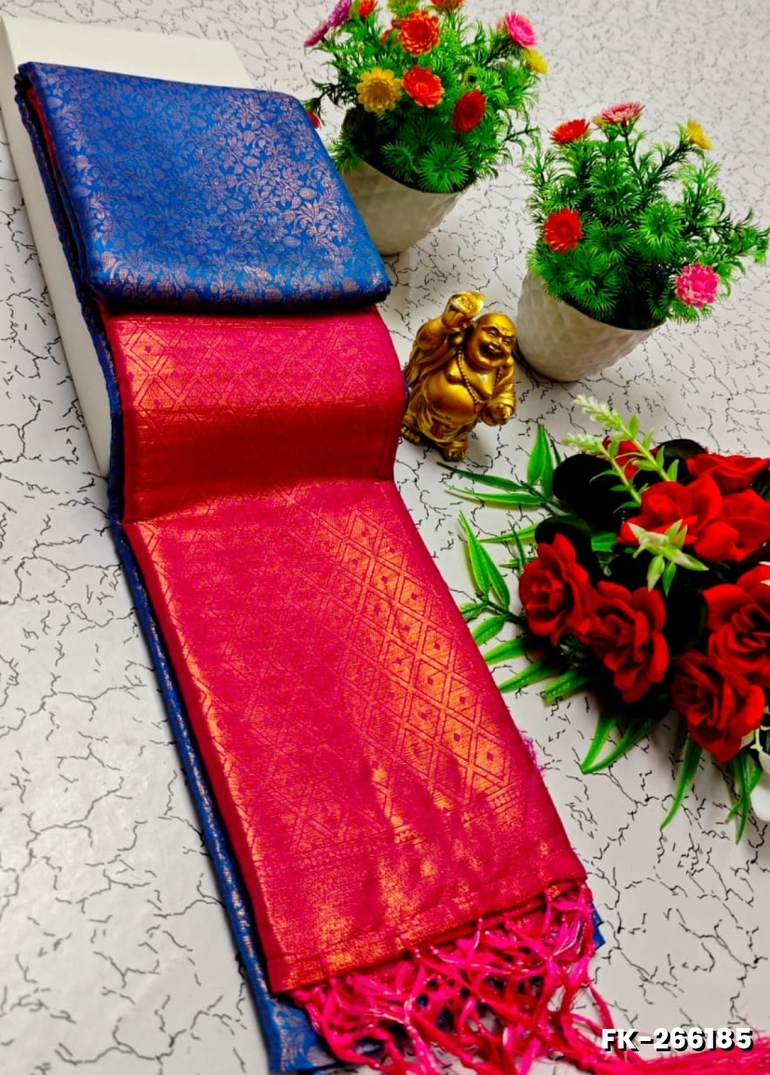 Premium Fancy kubera Softy Saree Rapier Fancy  Light Weight Silk Saree - BLUE SHADE