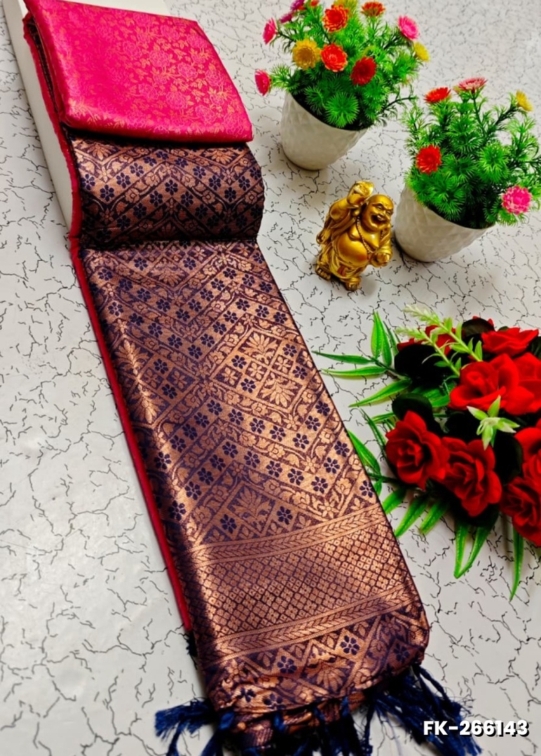 Premium Fancy kubera Softy Saree Rapier Fancy  Light Weight Silk Saree - LIGHT PINK