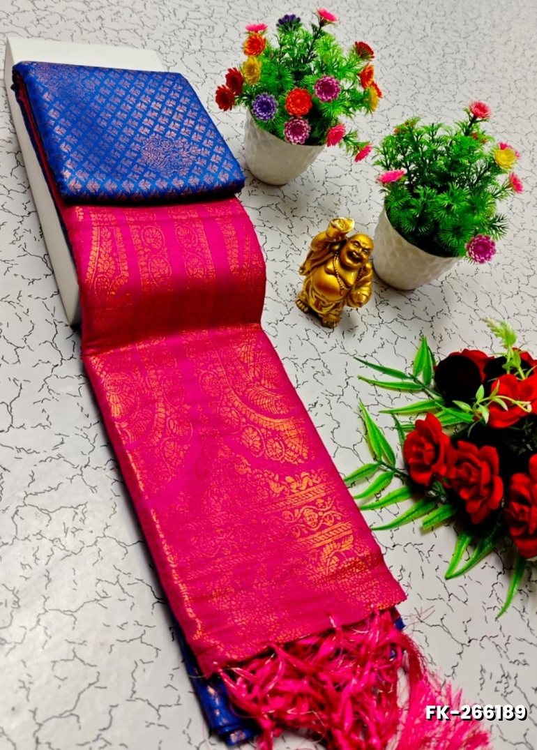 Premium Fancy kubera Softy Saree Rapier Fancy  Light Weight Silk Saree - BLUE COLOUR