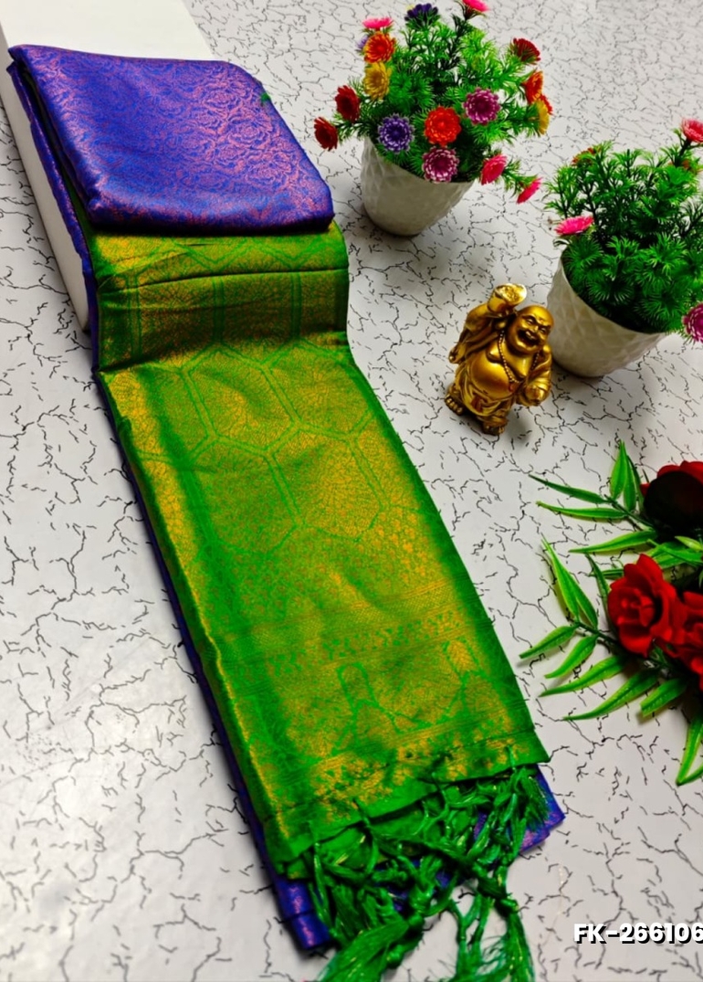 Premium Fancy kubera Softy Saree Rapier Fancy  Light Weight Silk Saree - ROYAL BLUE