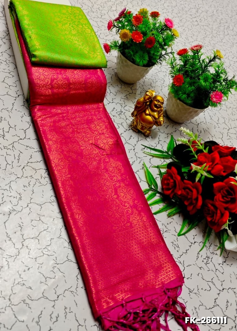 Premium Fancy kubera Softy Saree Rapier Fancy  Light Weight Silk Saree - PARET GREEN