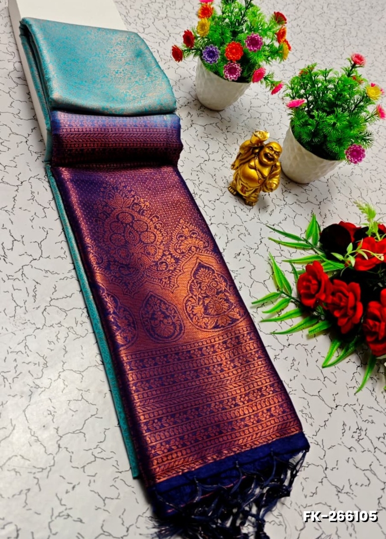 Premium Fancy kubera Softy Saree Rapier Fancy  Light Weight Silk Saree - SKY BLUE