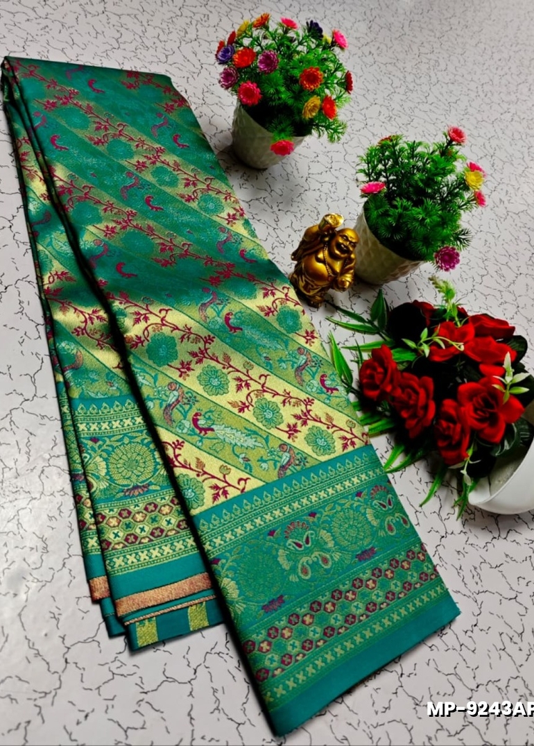 Bridal silk gold silvar and copper zari weave and wedding art silk suba muhurtha pattu sarees - REXONA