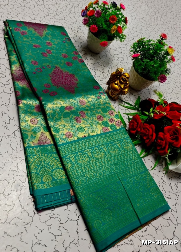 Bridal silk gold silvar and copper zari weave and wedding art silk suba muhurtha pattu sarees - REXONA (1)