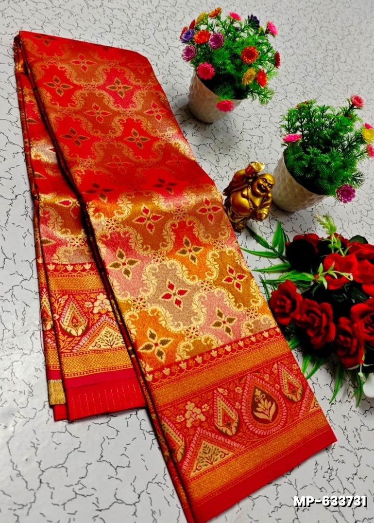 Bridal silk gold silvar and copper zari weave and wedding art silk suba muhurtha pattu sarees - DARK PINK (2)