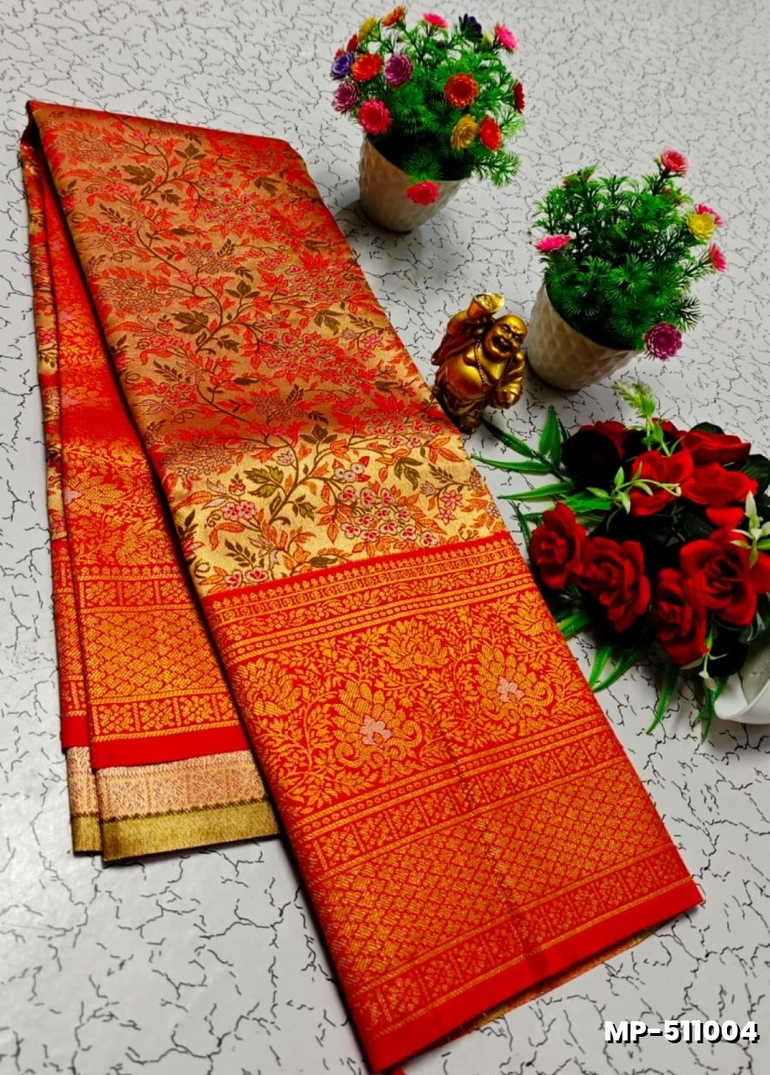 Bridal silk gold silvar and copper zari weave and wedding art silk suba muhurtha pattu sarees - RED (2)