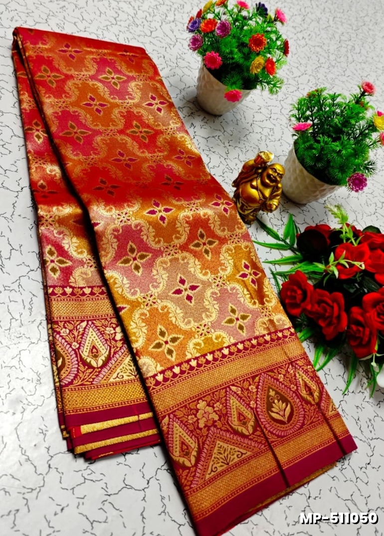 Bridal silk gold silvar and copper zari weave and wedding art silk suba muhurtha pattu sarees - MEJANTA (2)