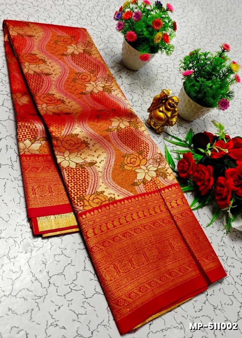 Bridal silk gold silvar and copper zari weave and wedding art silk suba muhurtha pattu sarees - MERUN (5)