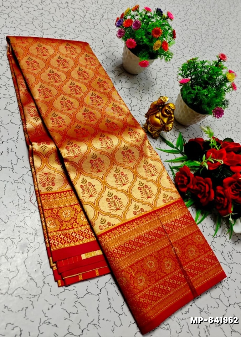 Bridal silk gold silvar and copper zari weave and wedding art silk suba muhurtha pattu sarees - MAROON COLOR (5)
