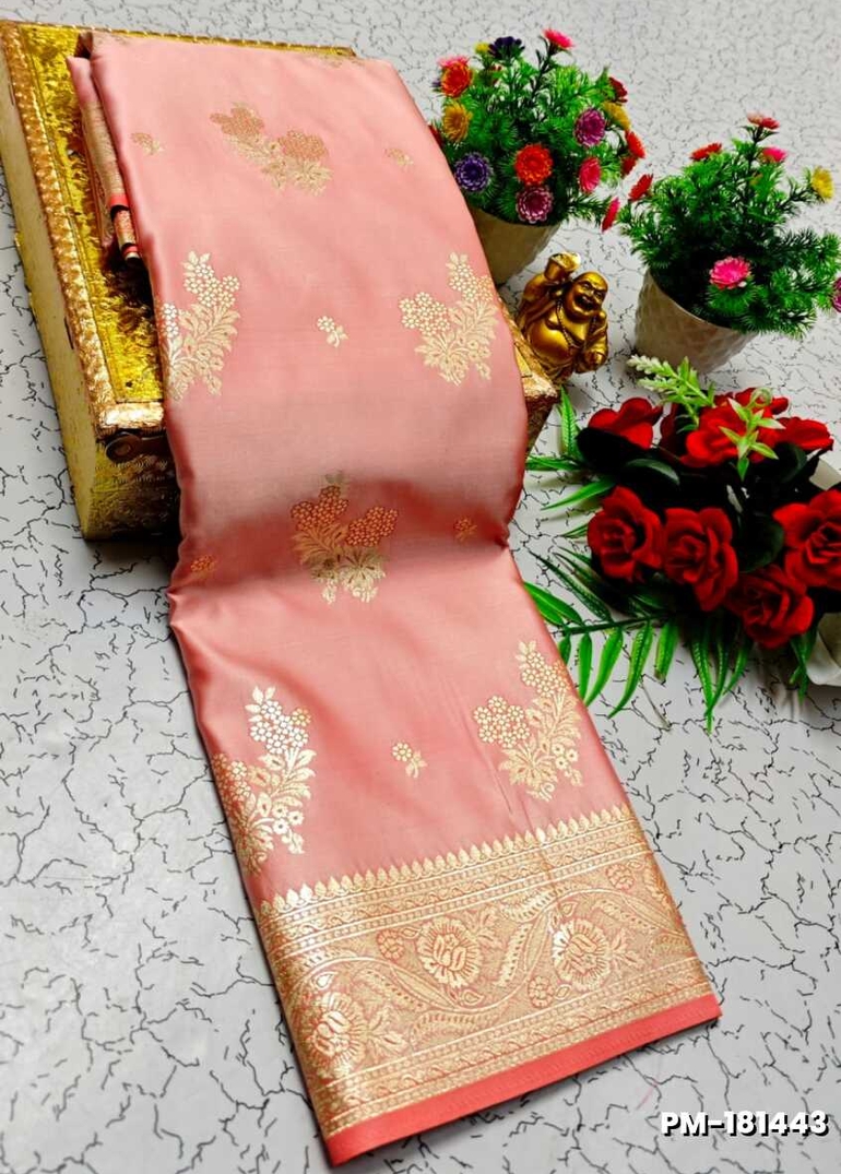 Bridal Premium Soft silk gold zari weave and wedding art silk and Premium Soft Silk sarees - LIGHT PINK